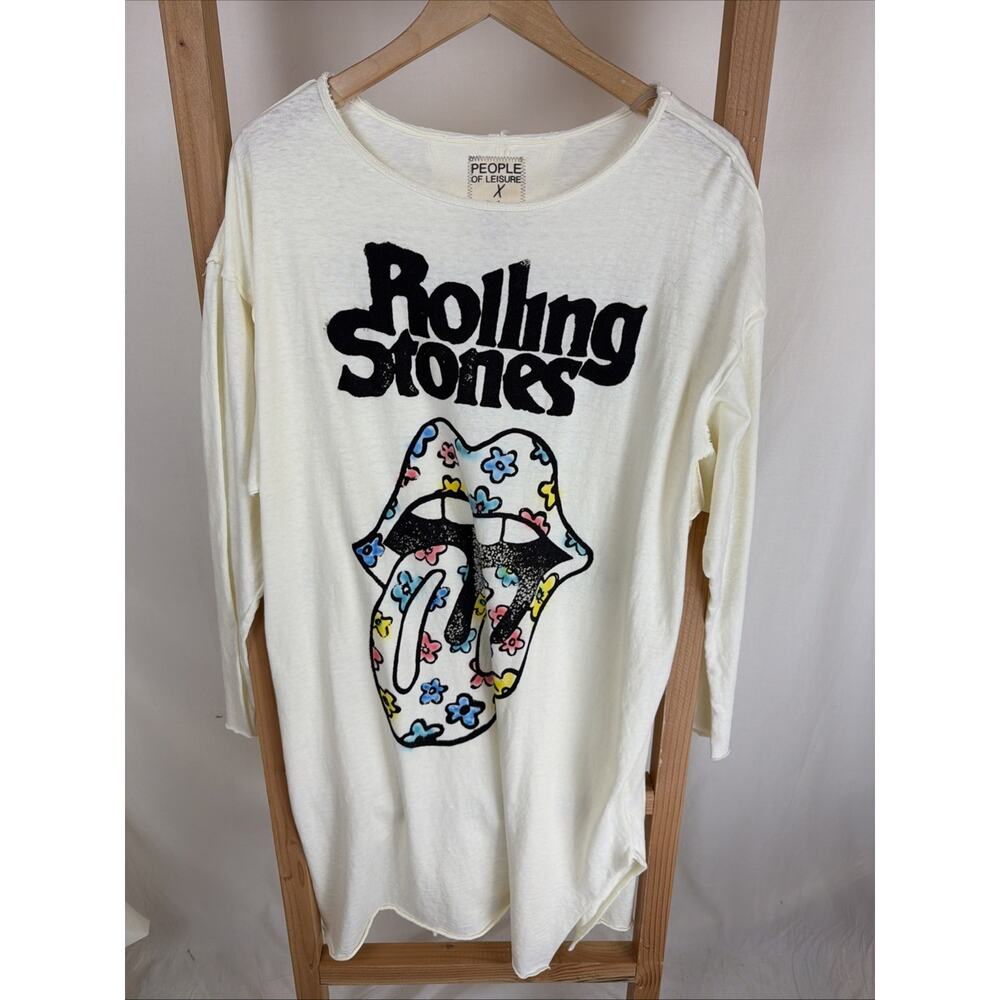 NWT People of Leisure Beige Rolling Stones T-Shirt Dress #1007 SM